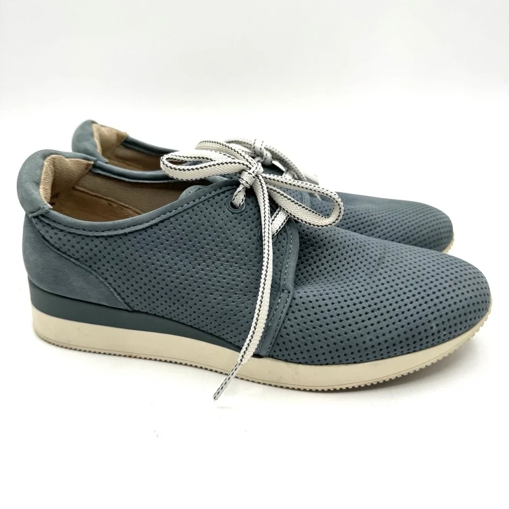 Naturalizer Sneaker Womens Sz 7.5M Blue Jaque Lace Up Perforated Casual Leather